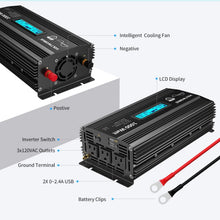 Load image into Gallery viewer, 1000W Pure Sine Wave Inverter - ETL Certified, LCD Display, Ideal for RVs