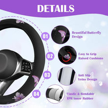 Load image into Gallery viewer, Elegant Purple Car Mats and Butterfly Steering Wheel Set - Easy Installation