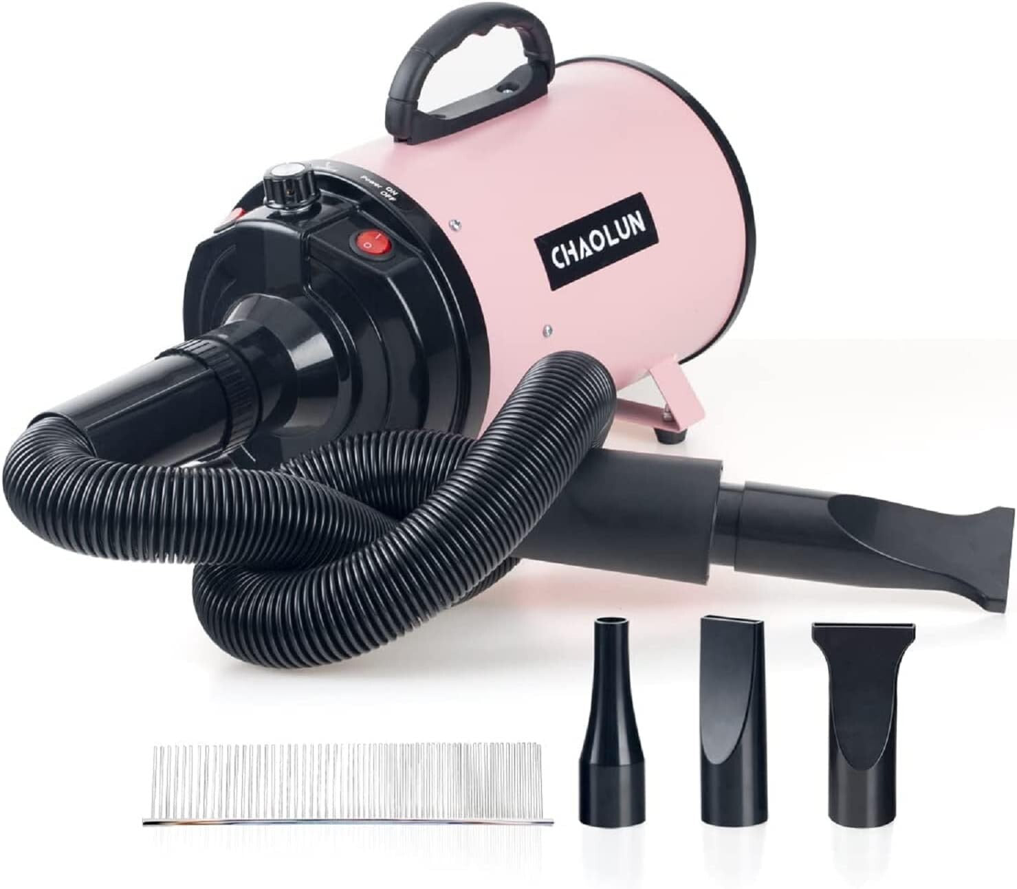 Lightweight Pink Pet Dryer: High Velocity Grooming Tool with Adjustable Speed