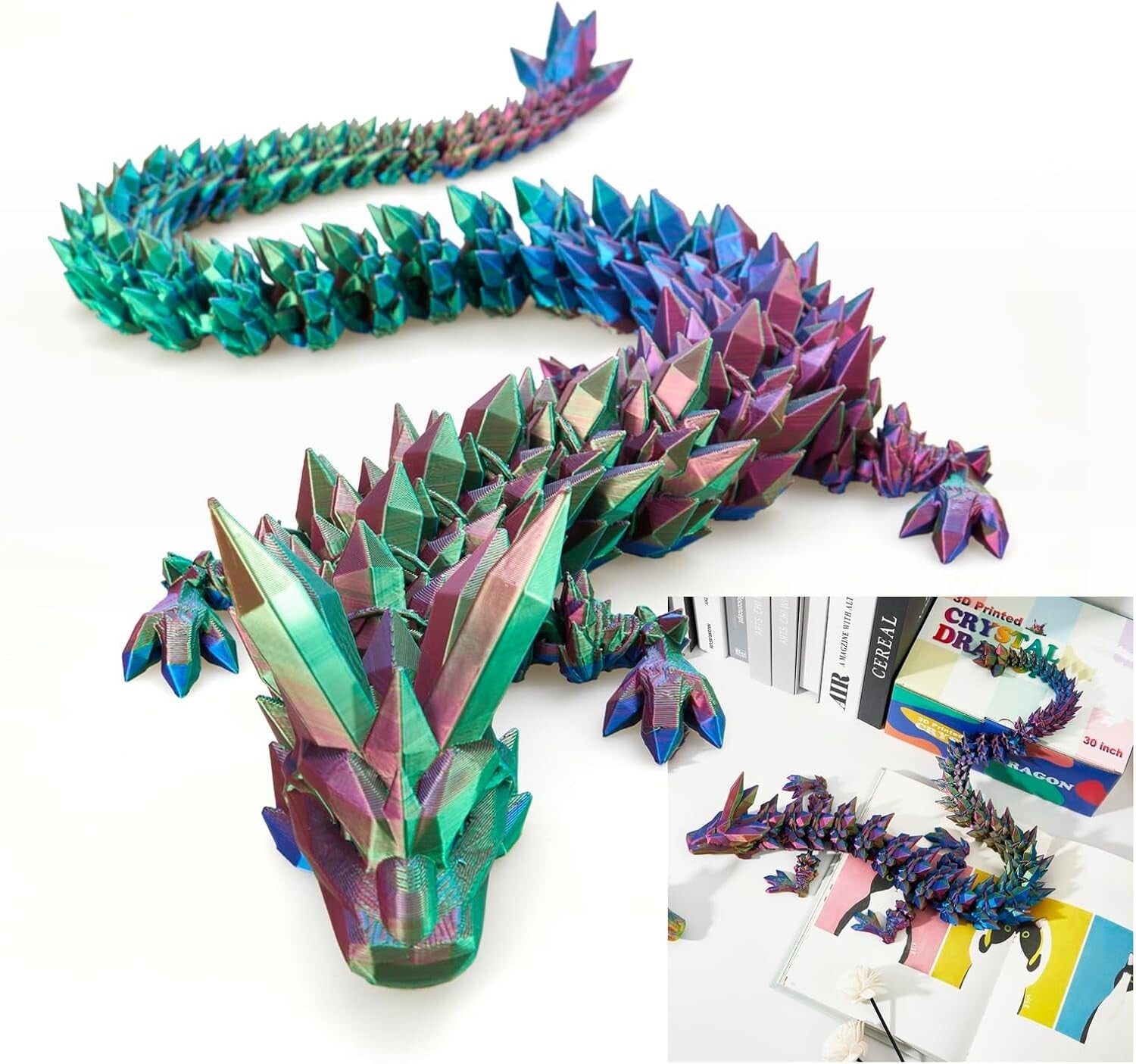 Articulated 30'' Crystal Dragon - Children’s Day Surprising Decoration Gift