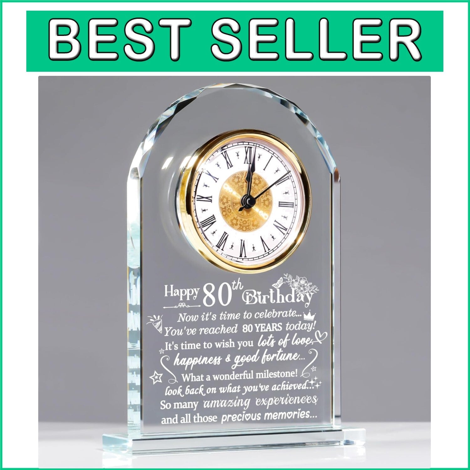 Decorative 80th Birthday Quartz Clock - Memory Keeper for Milestone Celebrations