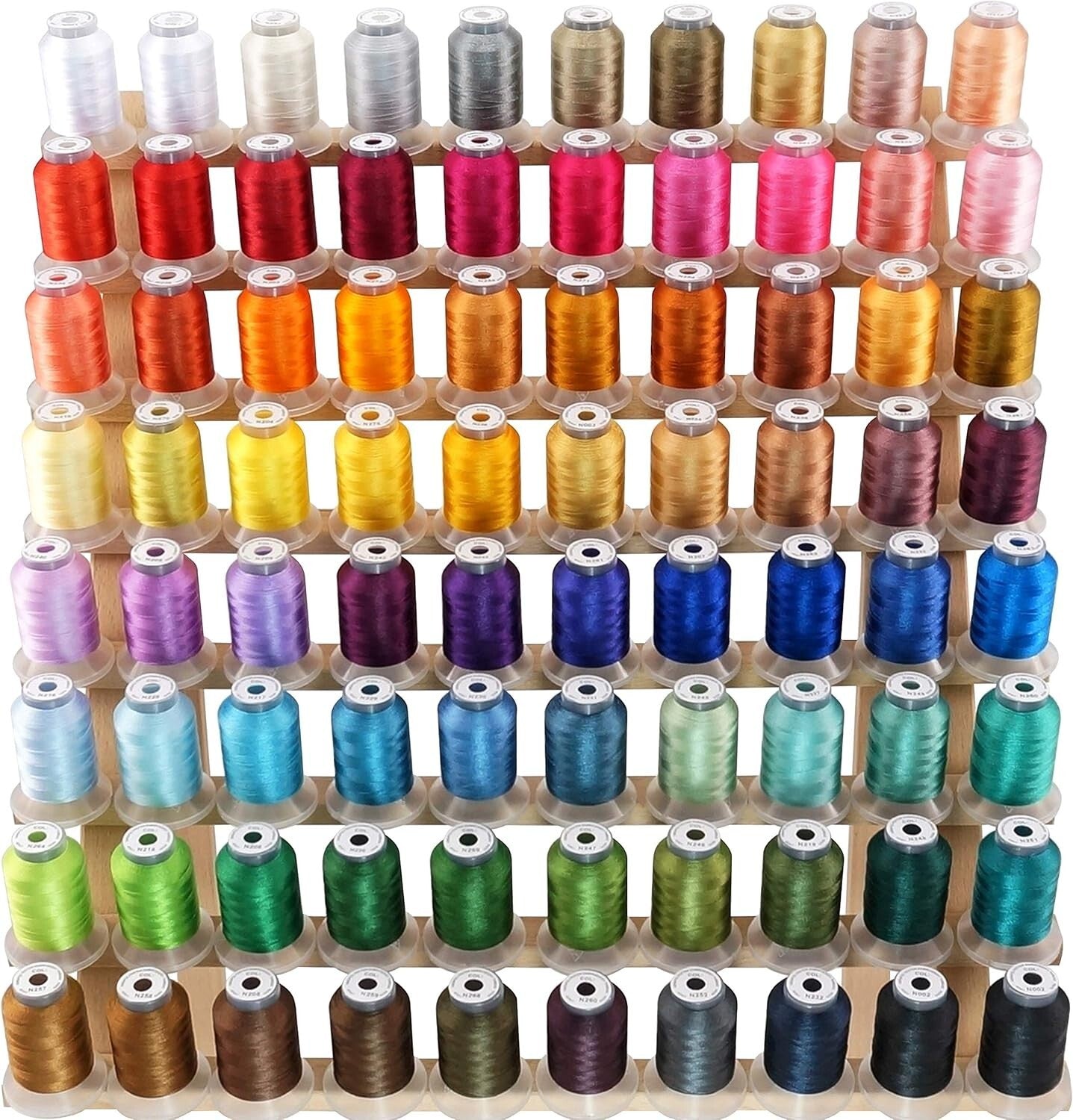 80-COLOR Polyester Embroidery Thread Kit - 500M Spools Compatible with Janome