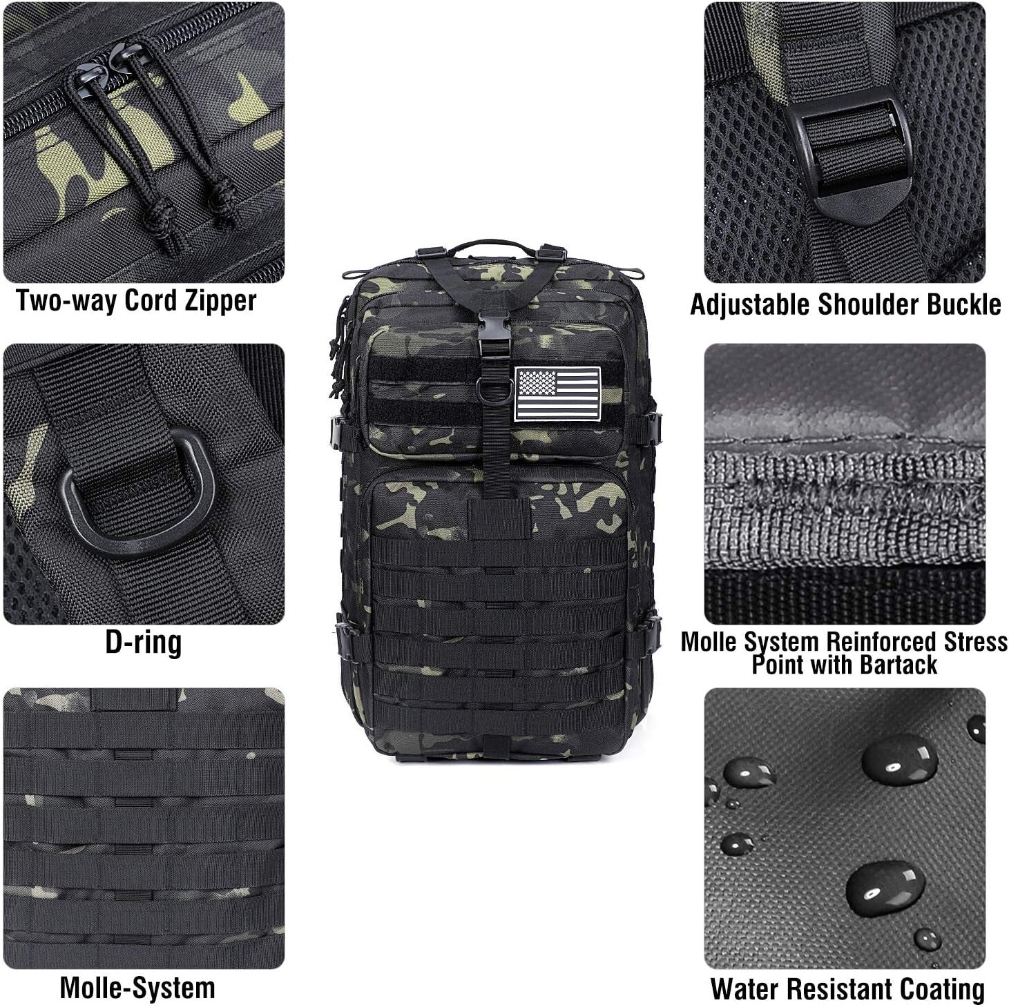 Lightweight Hydration Compatible Tactical Backpack - Ideal for Outdoor Sports