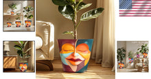 Load image into Gallery viewer, Unique 10 Inch Hand-Painted Head Planter Pot with Drainage for Indoor Plants