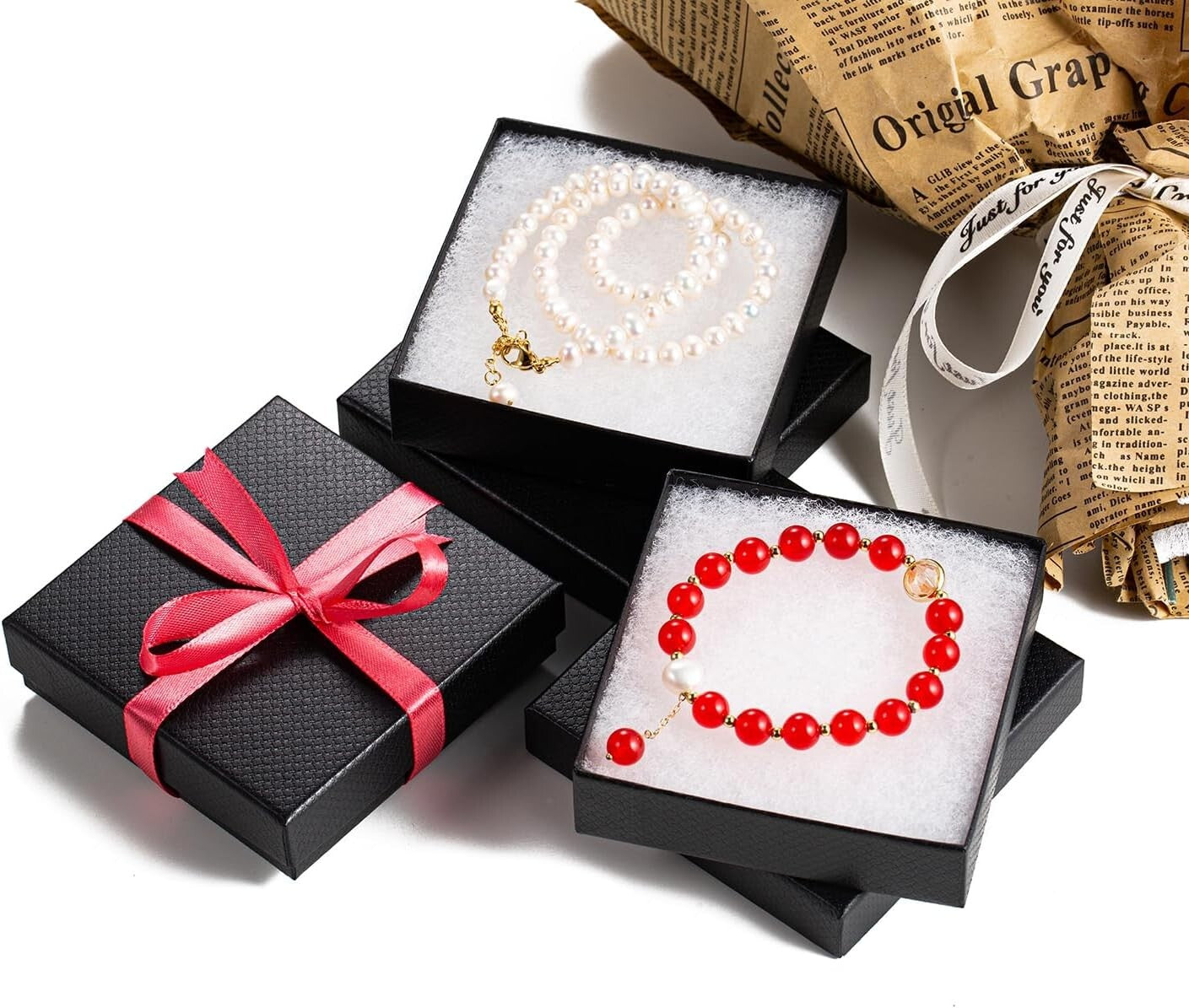 Sturdy Black Cardboard Jewelry Gift Boxes - 96 Multi-use Boxes for DIY | Elegant