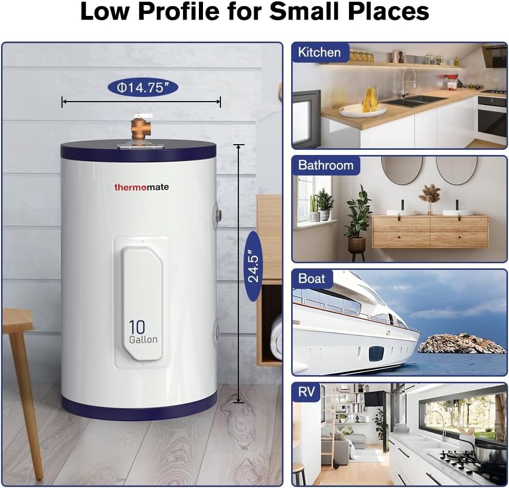 Efficient 10 Gallon Hot Water Heater – Corrosion Resistant with Safety Features