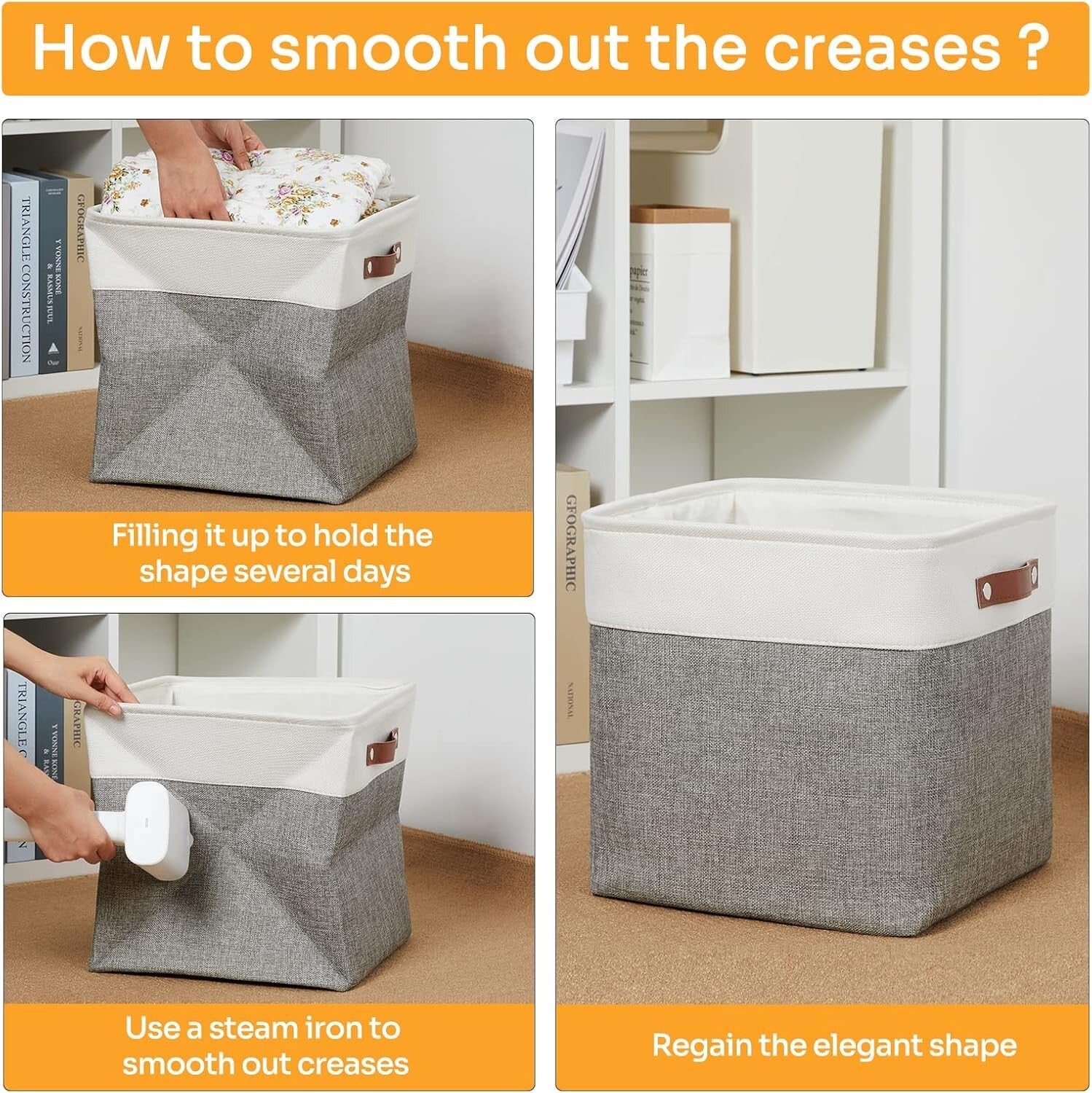 Elegant 13-Inch Foldable Linen Storage Cubes - 4 Pack for Stylish Organization