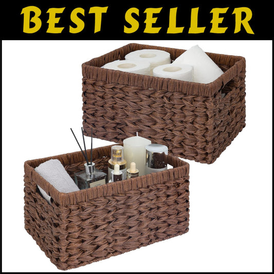 Versatile Waterproof Woven Baskets - 2-Pack for Bathroom and Kitchen Storage