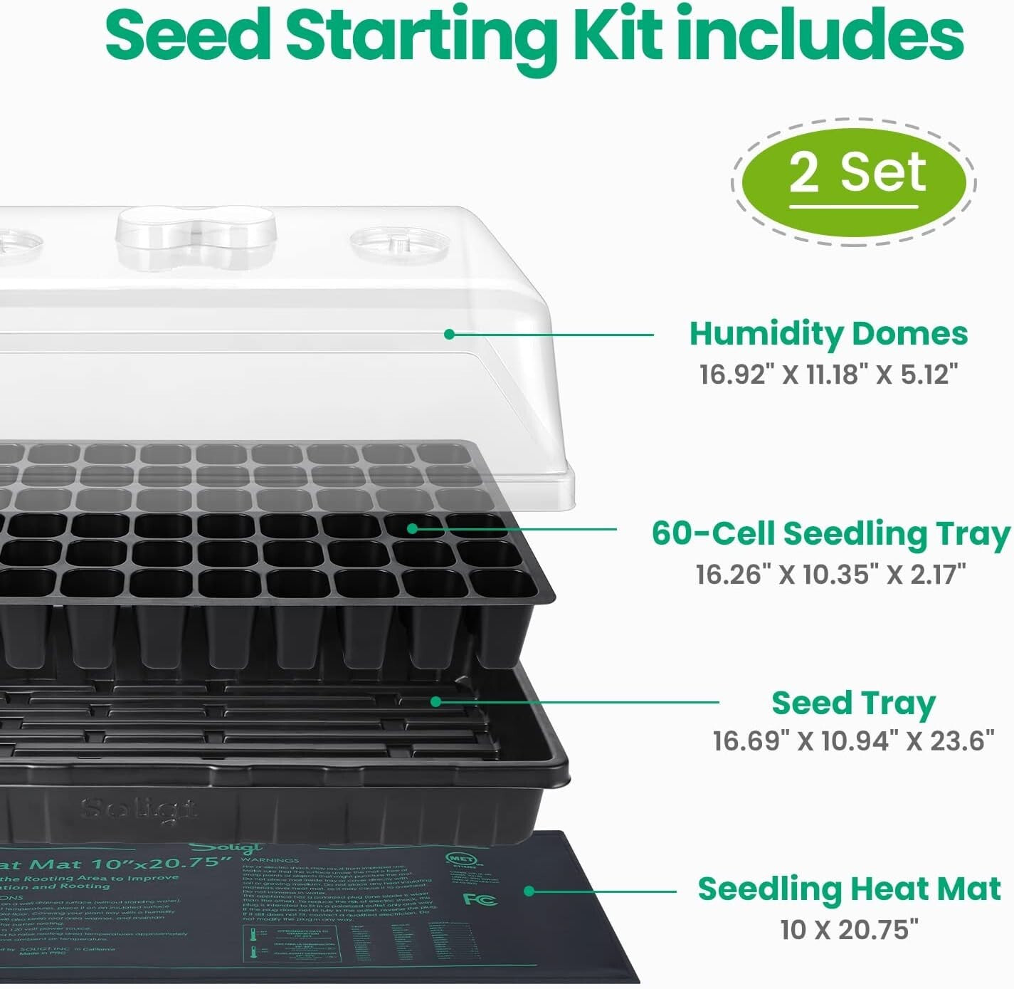 Heavy Duty Seedling Starter Kit with Heat Mats - Perfect for Herbs & Vegetables