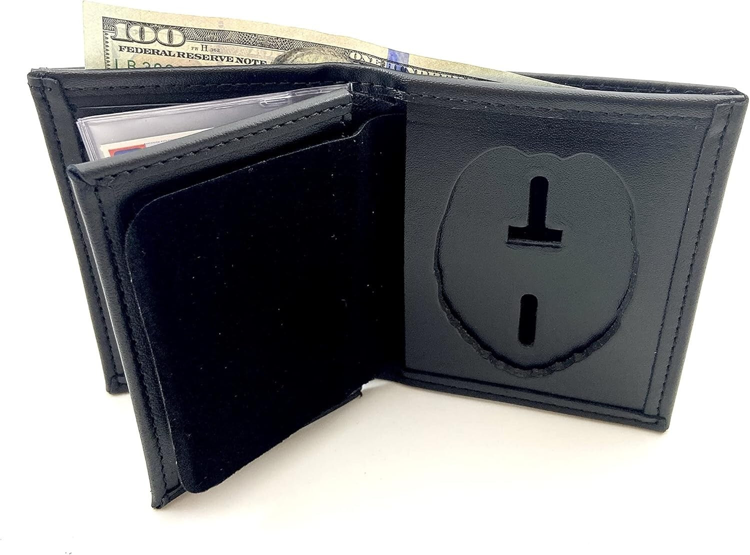 Compact Leather Badge Wallet for Police and Security - Fits Blackington 296