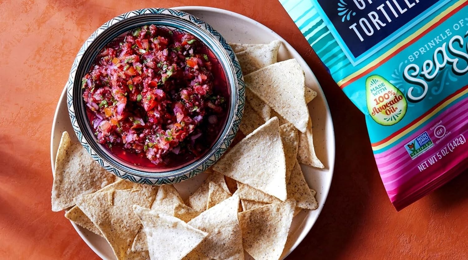 Avocado Oil Grain-Free Tortilla Chips - Healthy Gluten-Free Vegan Snacks, 12ct