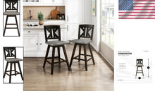 Load image into Gallery viewer, Elegant Black X-Back Swivel Bar Stools - Counter Height Set of 2 for Kitchen