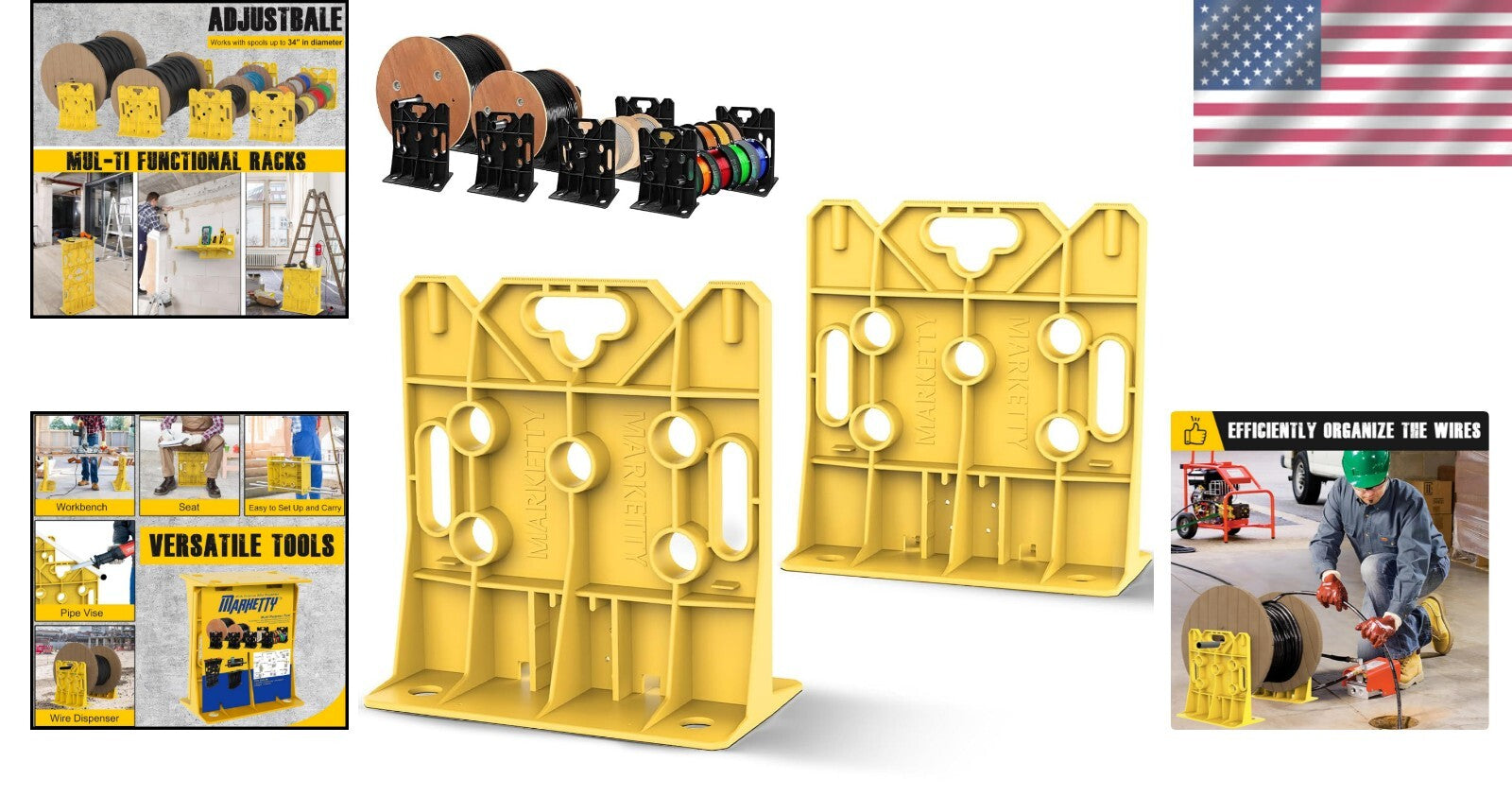 Versatile Wire Spool Caddy - Holds Up to 330 lbs, Ideal for Cable Organization