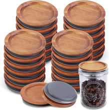 Load image into Gallery viewer, Elegant Bamboo Mason Jar Lids - 24 Pack for Organizing &amp; Freshness Preservation