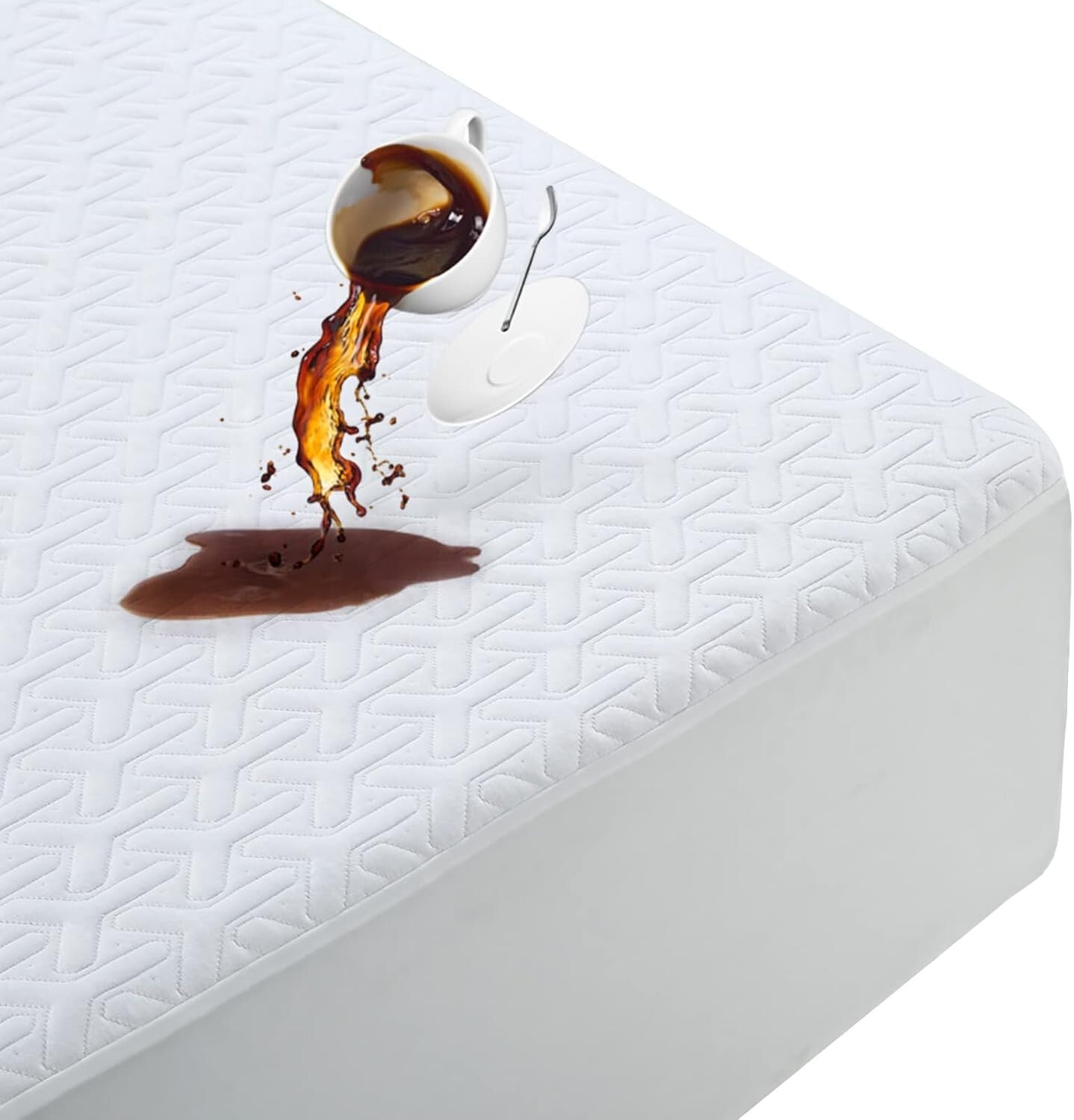 100% Waterproof Bamboo Full Mattress Cover - Deep Pocket & Cooling Design, White