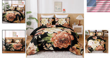 Load image into Gallery viewer, Queen Size 3-Piece Botanical Floral Quilt Set - Lightweight Reversible Coverlet