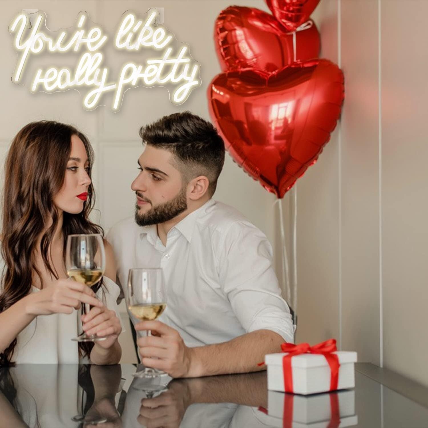 Elegant 'You're Like Really Pretty' Neon Light - Wall Mount with Hooks Included