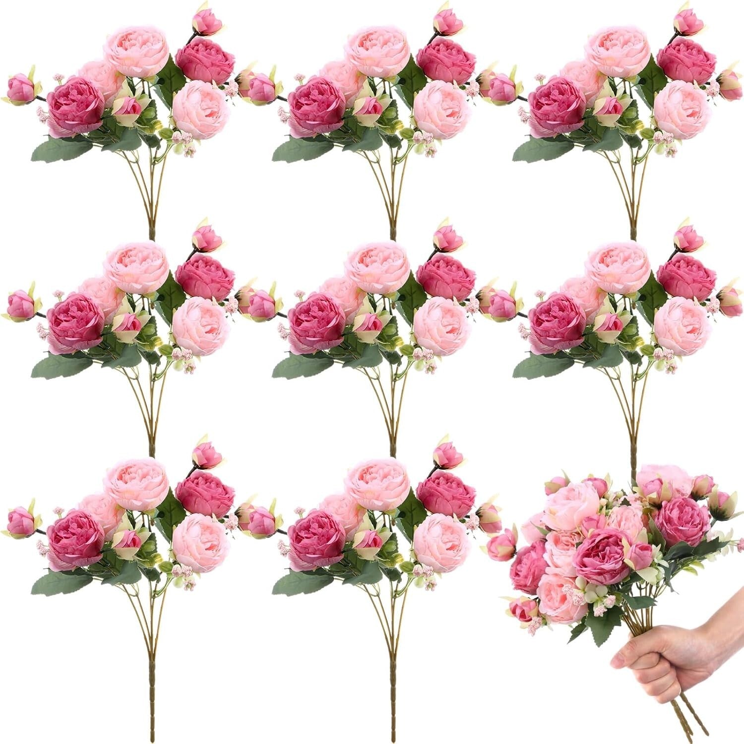 Delicate Pink & Dark Pink Artificial Peonies - Spring Wedding Centerpieces