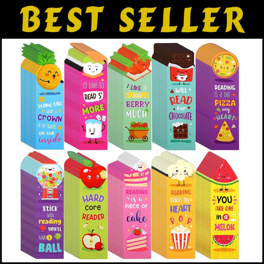 400 Scented Bookmarks with 10 Fun Fruit & Food Designs - Perfect Gifts for Kids