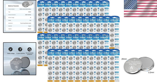 40-Pack CR2032 Lithium 3V Coin Batteries - Long-Lasting Power & Compatibility