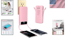 Load image into Gallery viewer, Compact Pink Power Bank 20000mAh with AC Plug &amp; USB-C: Travel-Friendly Charger