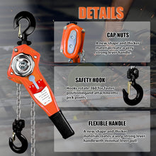 Load image into Gallery viewer, Heavy Duty Chain Hoist with Non-Slip Handle - 1650 lbs Capacity, 10 ft Chain