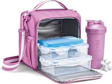 Load image into Gallery viewer, Mauve Meal Prep Lunch Bag with 4 Compartments and Comfortable Shoulder Strap