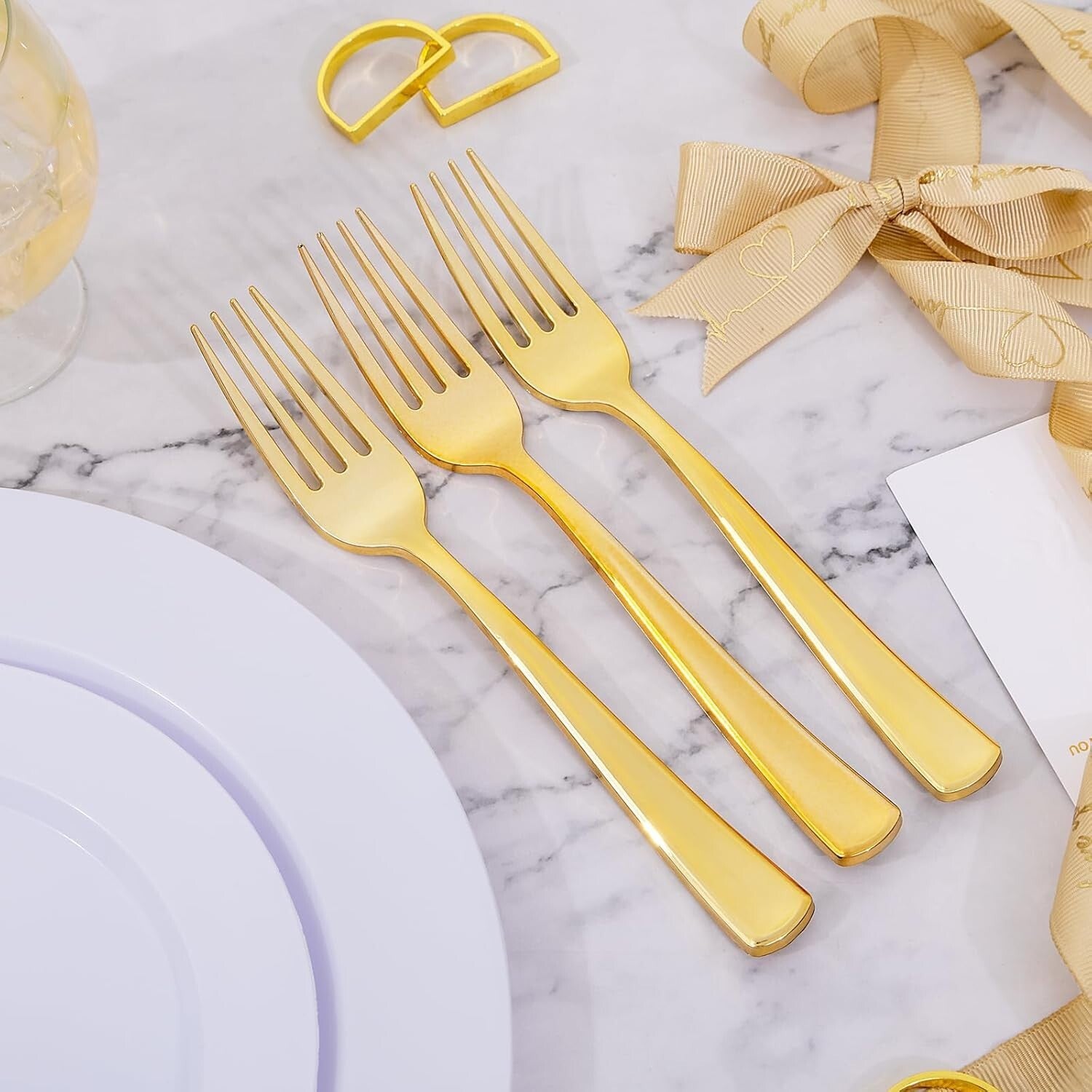 Bulk Gold Plastic Forks - 600 Heavy Duty Forks for Stylish Events & Gatherings