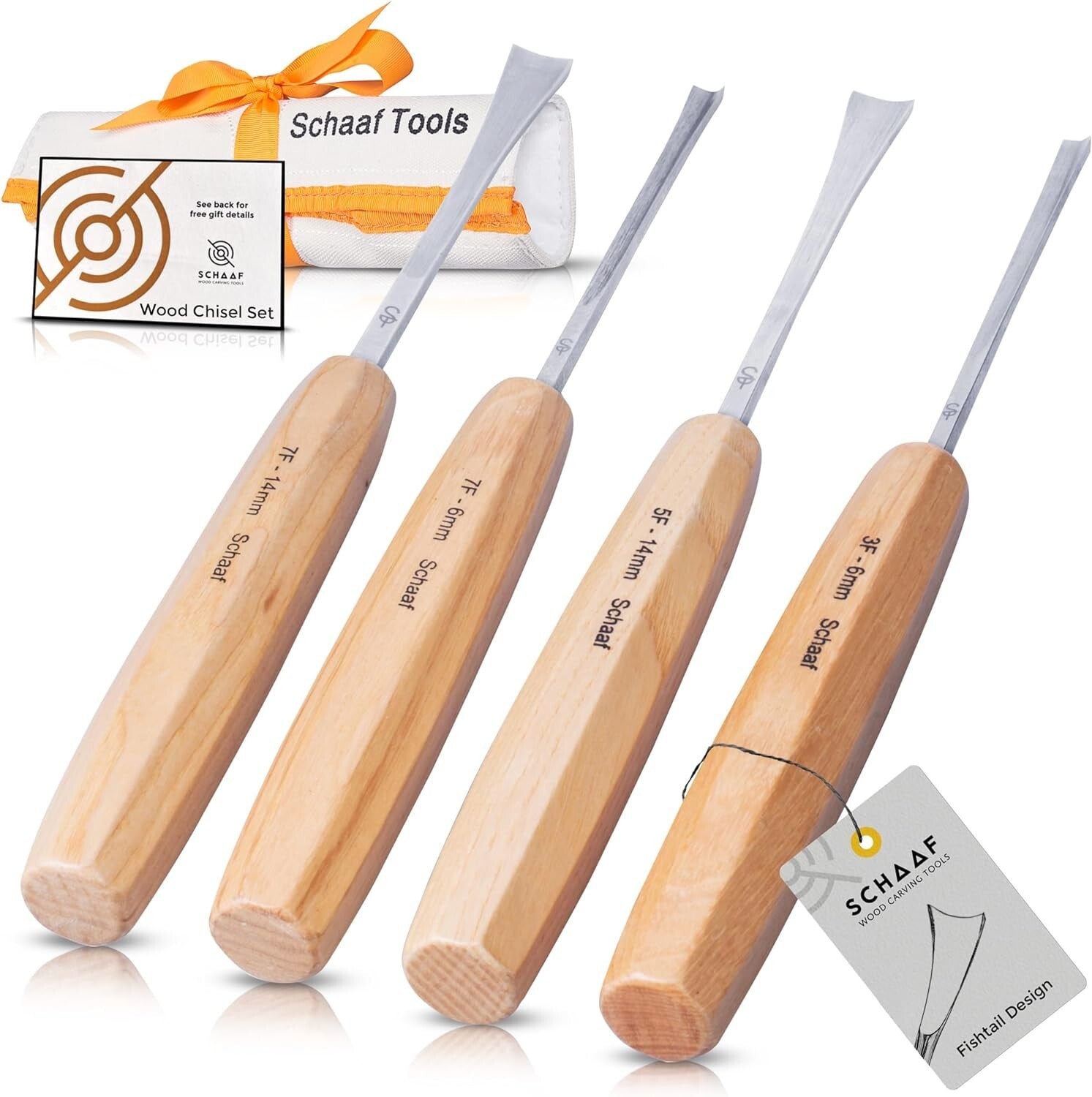 Set of 4 High-Quality Fishtail Chisels & Gouges - Ideal for Woodworking Artistry