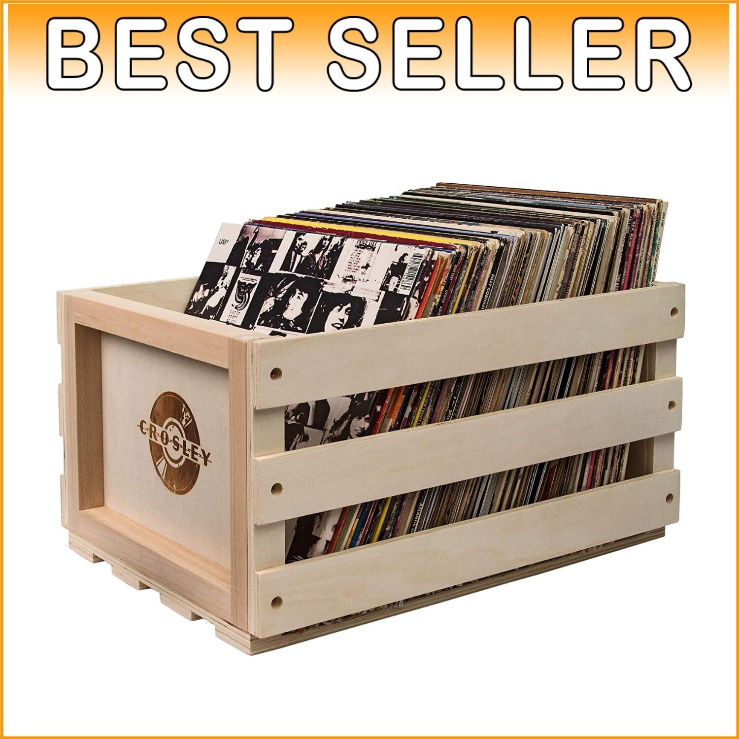 Functional and Chic Record Storage Crate for Vinyl Lovers - 75 Albums Capacity
