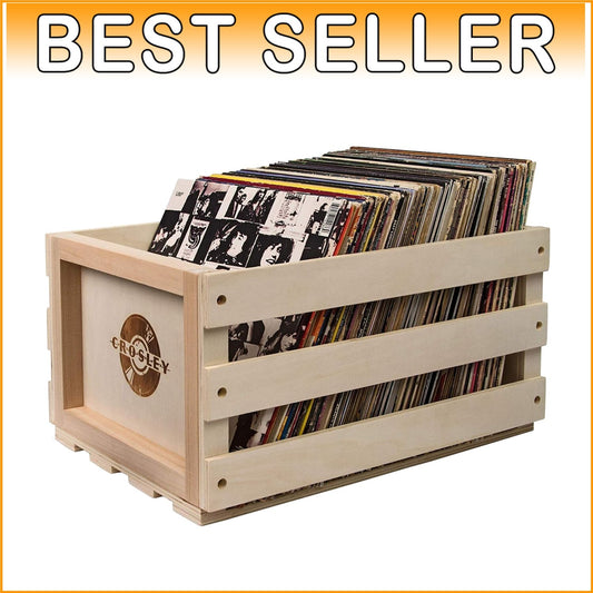Functional and Chic Record Storage Crate for Vinyl Lovers - 75 Albums Capacity