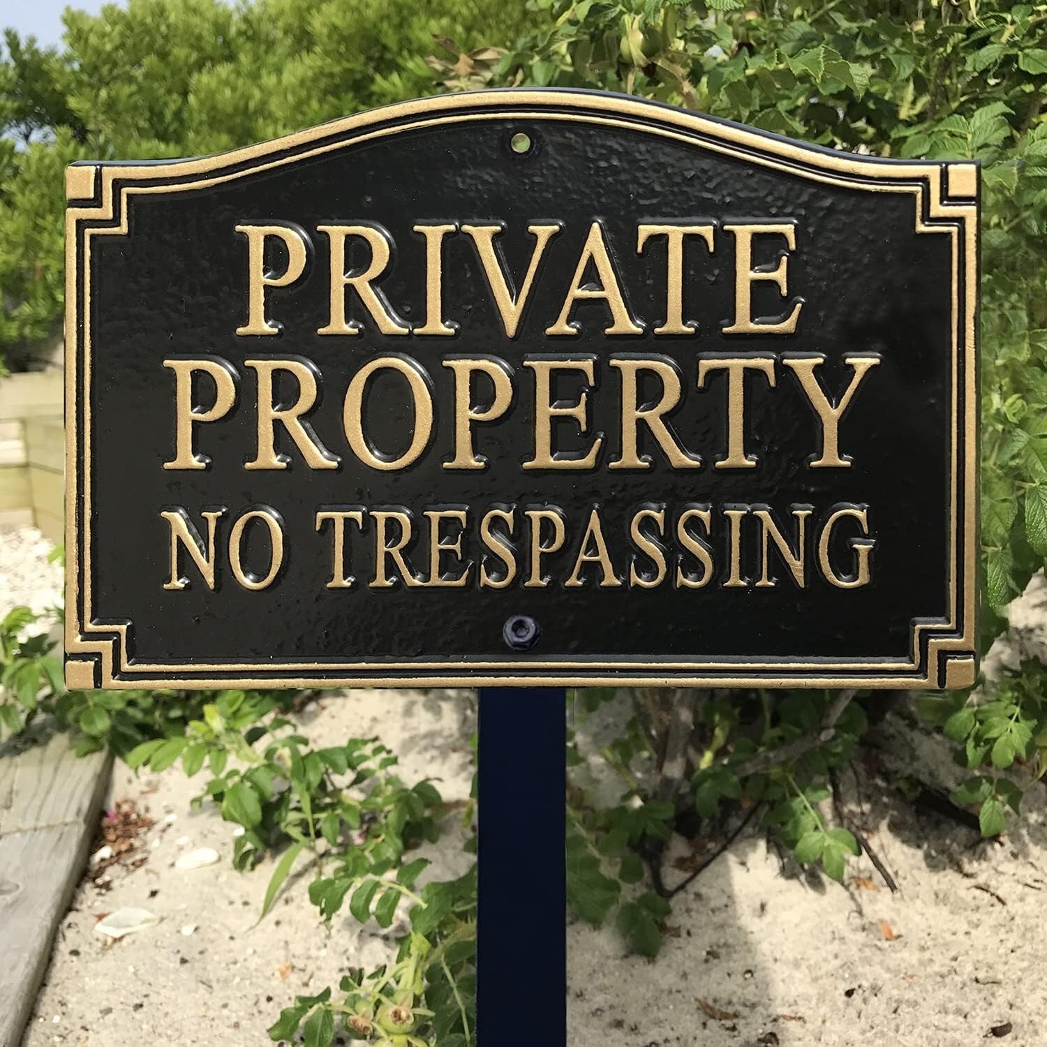 Elegant Private Property No Trespassing Sign with 18" Lawn Stake for Garden Use