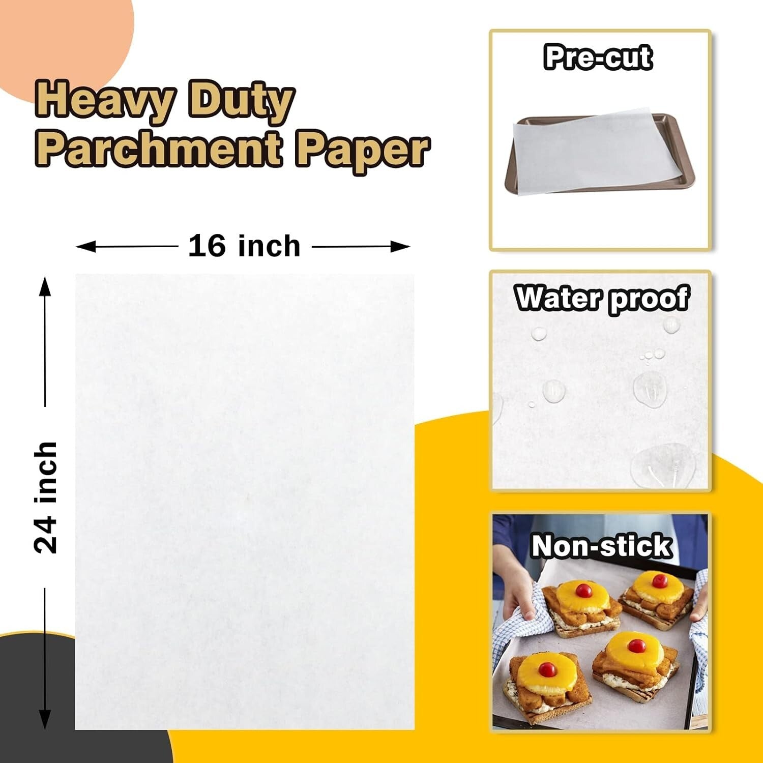16x24 Inches Unbleached Parchment Paper – 500 Count Multi-Use Cooking Sheets