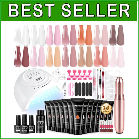 14-Piece Polygel Nail Extension Kit with 48W Lamp & Drill - Ultimate Starter Set