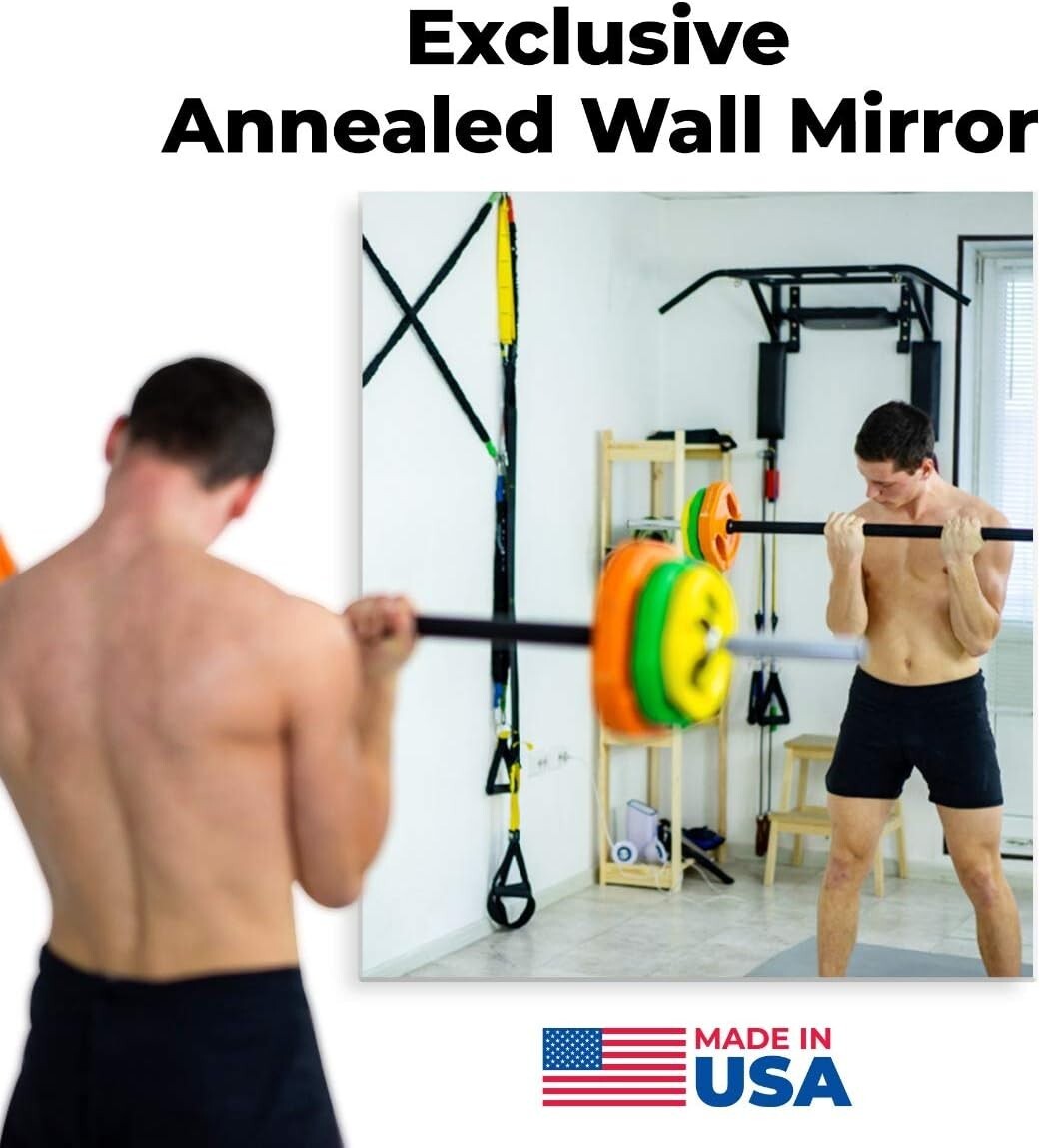Clear Large Wall Mirror 36x60 for Home Gym & Yoga - Lightweight and Durable