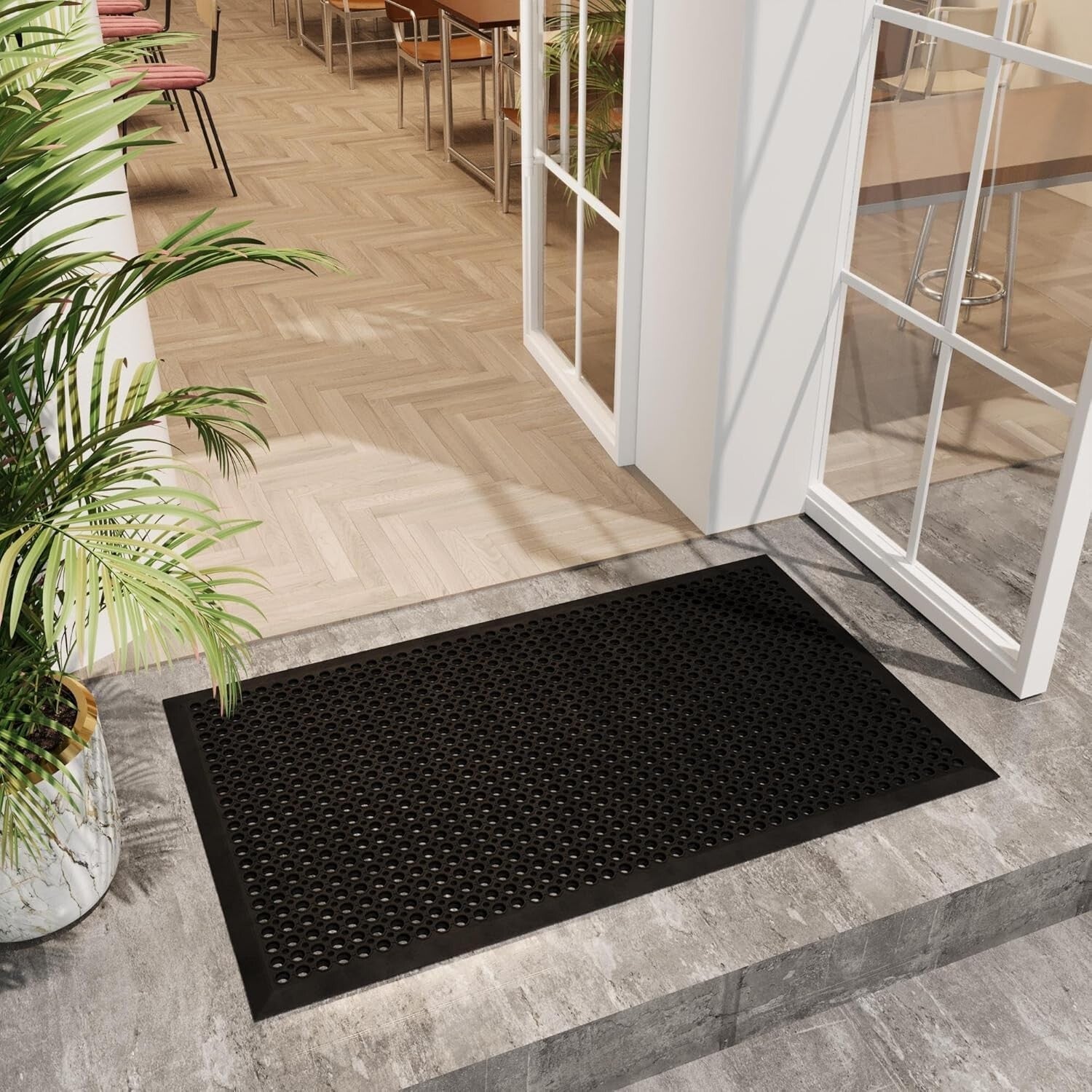 Durable Indoor/Outdoor Rubber Doormat 3'x5' - Low Profile & Fade Resistant