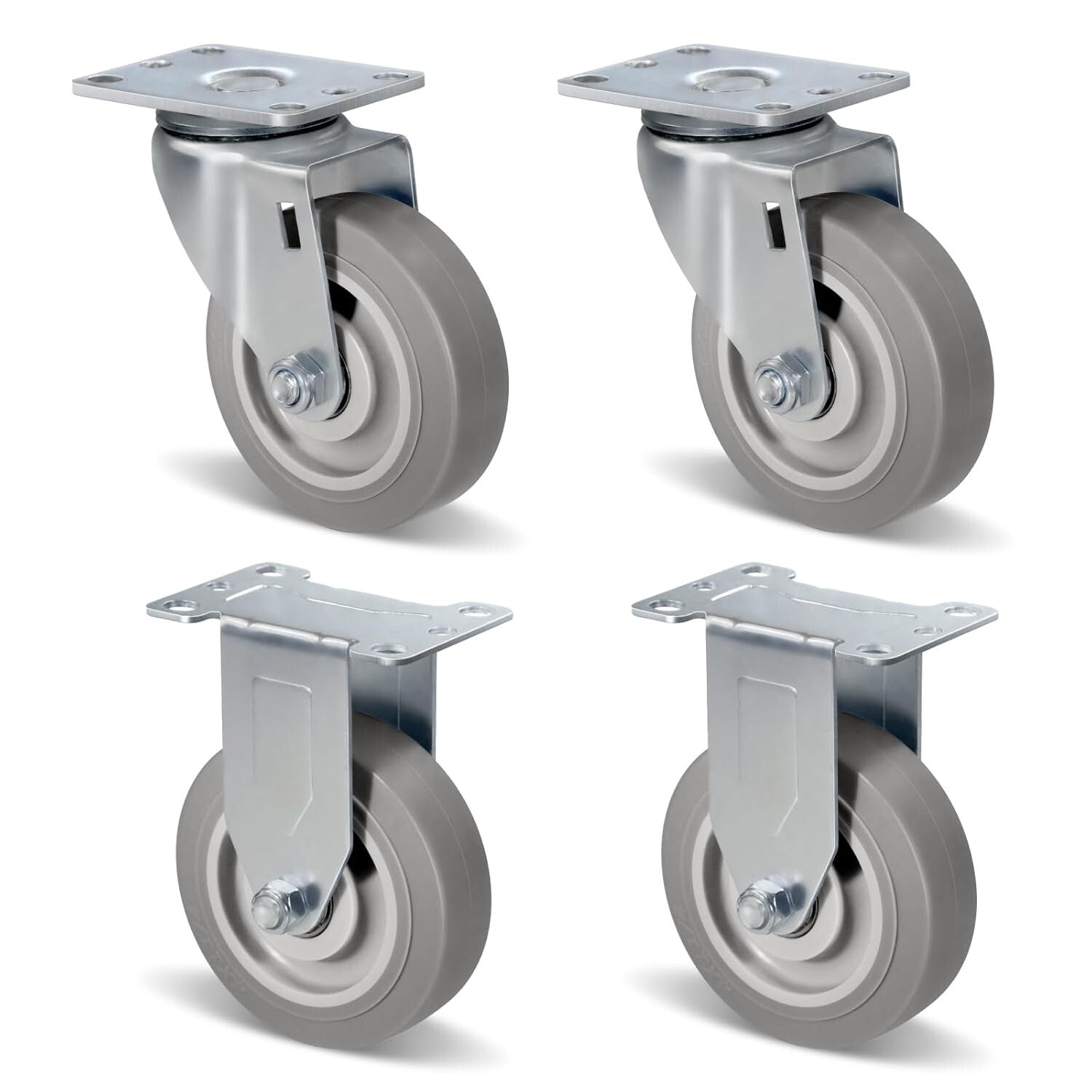 4" Heavy Duty Casters Set of 4, 1200lbs Capacity, Smooth Rolling Wheels