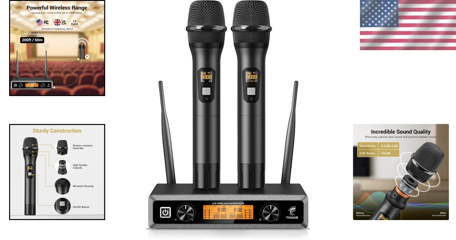 All-Metal Wireless Karaoke Microphone Set - Crystal Clear Sound for Any Occasion
