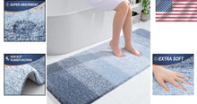 Load image into Gallery viewer, Luxurious Extra Soft 59x24 Blue Microfiber Bath Runner - Quick Dry Non-Slip