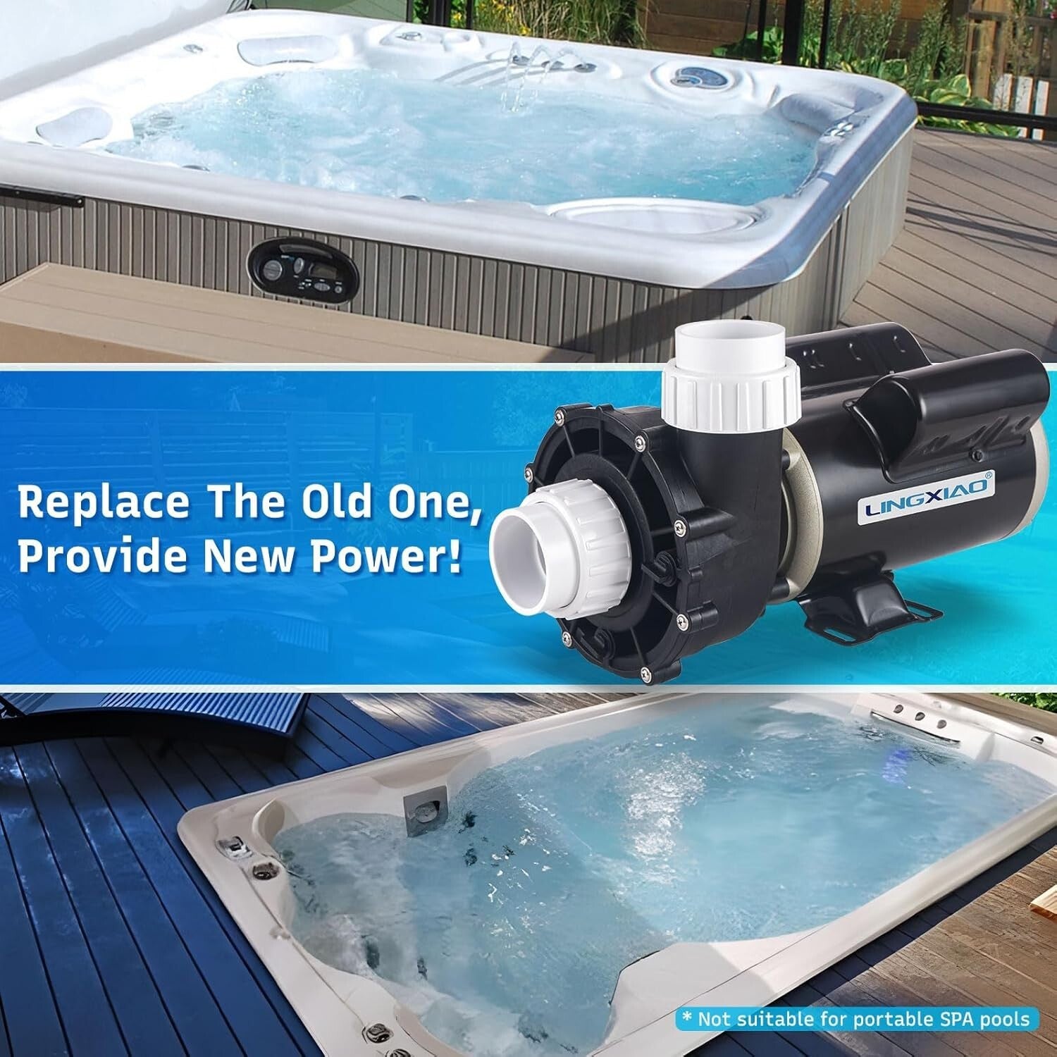 Whisper-Quiet 1.5HP SPA Pump - Perfect for Efficient Hot Tub Circulation
