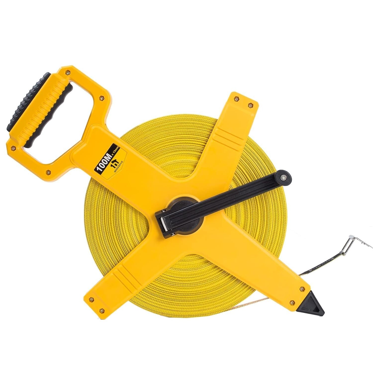 330-Foot Fiberglass Tape Measure - Dual Scale, Impact-Resistant Bright Yellow