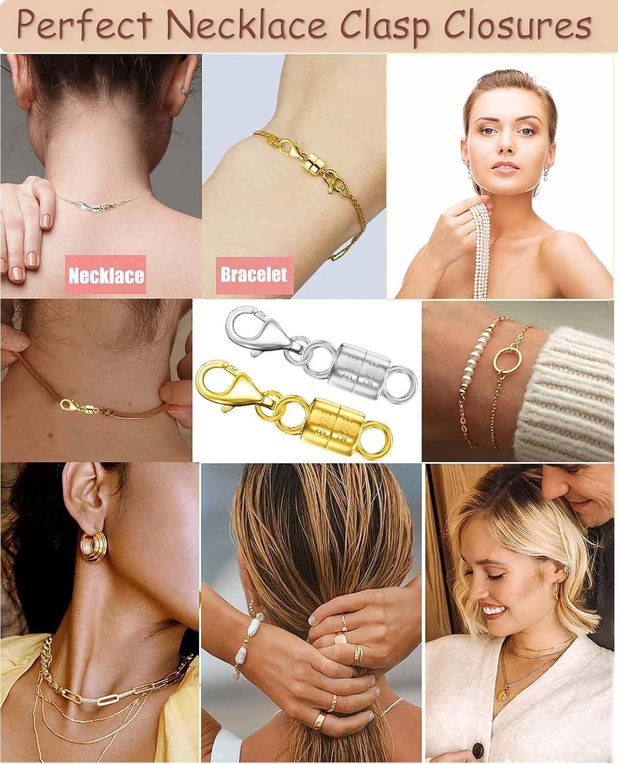 Elegant 925 Silver Magnetic Necklace Clasps & Gold Converters for Jewelry Making