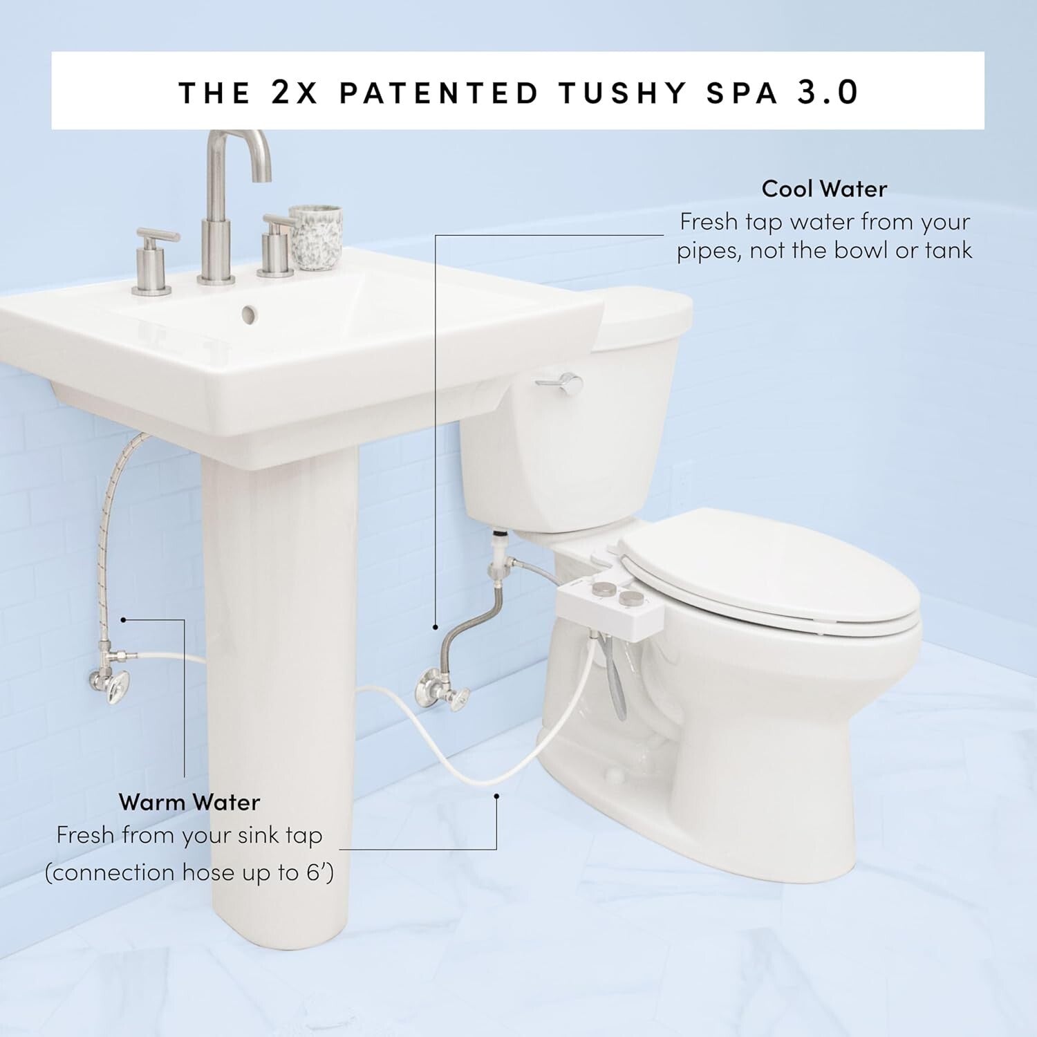 Self-Cleaning Bidet Attachment with Cool to Warm Water Function - Elegant Design