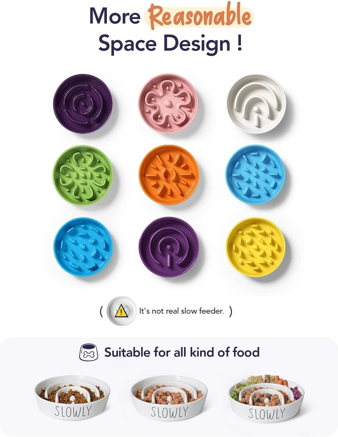 Ceramic Slow Feeder Dog Bowl - 3 Cups Non-Slip Puzzle Design for Healthy Eating