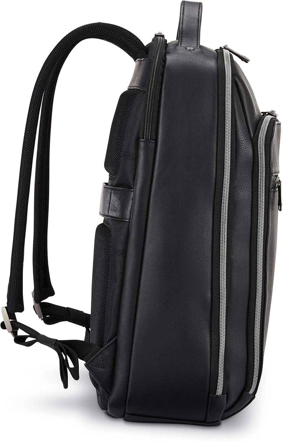 Classic Black Leather Laptop Backpack - Stylish & Spacious for Professionals