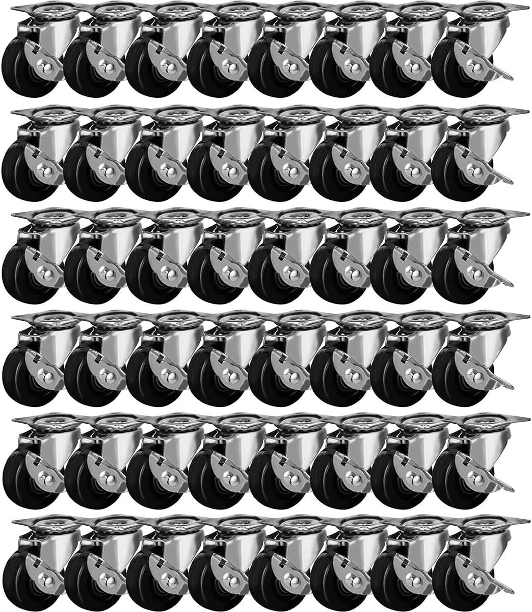 Durable 2" Swivel Casters with Brake - Ultimate Mobility Solution 48 Pcs