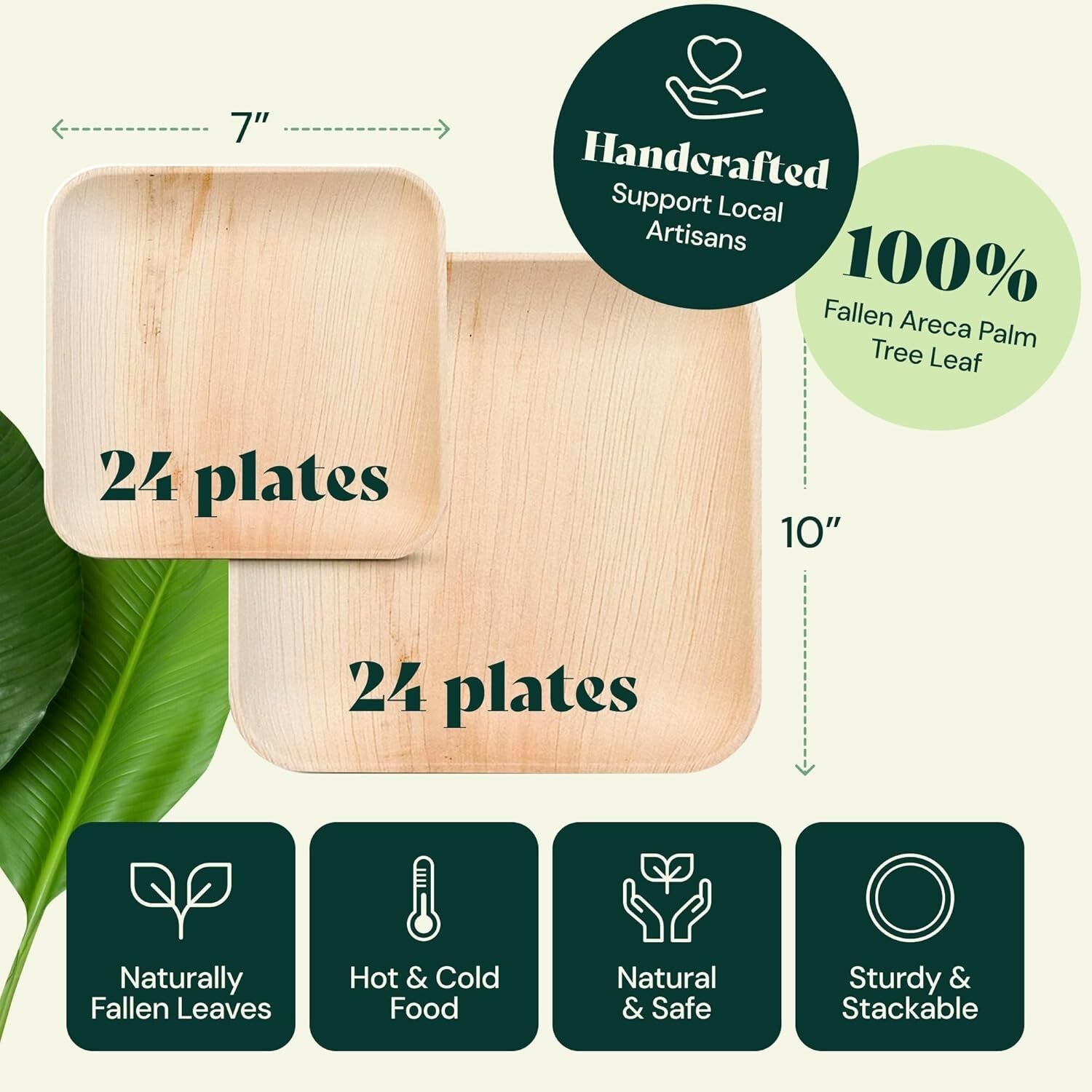 Elegant & Sturdy Palm Leaf Plates - Disposable Tableware for All Occasions
