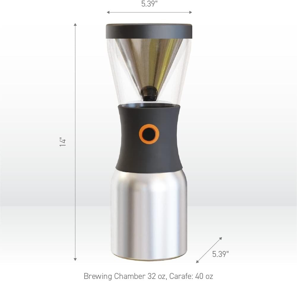 Vacuum Insulated 34oz Cold Brew Coffee Brewer - Perfect for On-the-Go Enjoyment