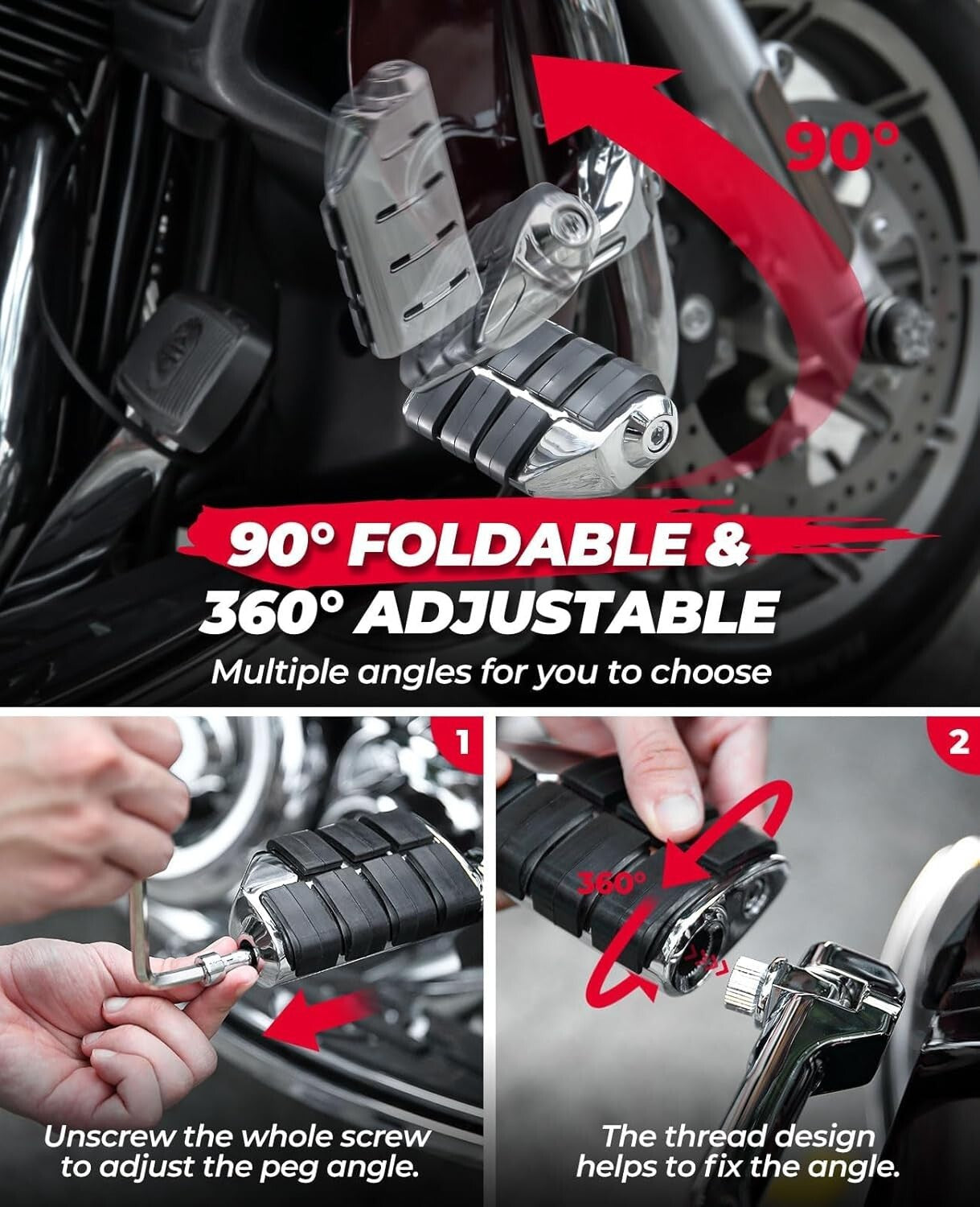 Chrome 1 1/4-Inch Highway Pegs for Harley Touring Models - Enhanced Comfort