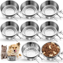 Load image into Gallery viewer, Durable Stainless Steel Pet Feeding Bowls with Clamp Holder - Spill Proof Set